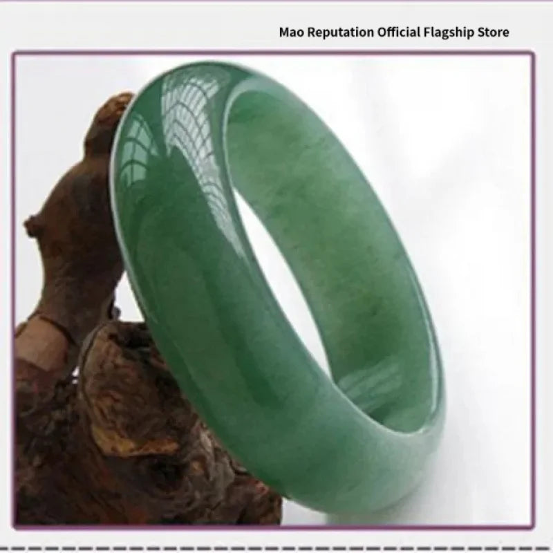 Exquisite Green Aventurine Quartz Bangle Handcarved Real Jade Bracelet for Women Jadeite Jewelry Accessories