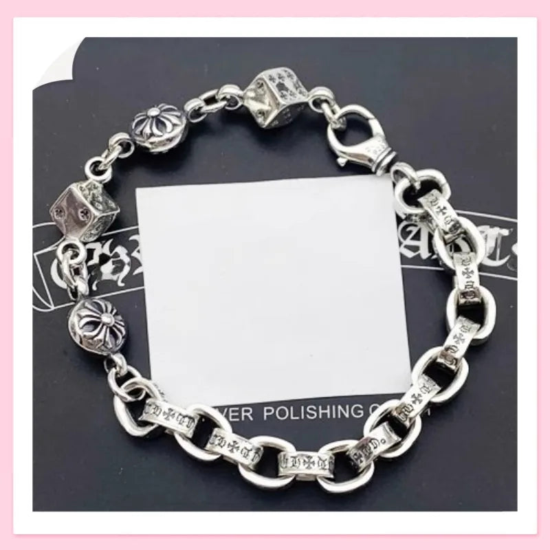 Cross Dice Bracelet Men and Women Couple Retro Style Bracelet Lobster Buckle Interlocking Jewelry