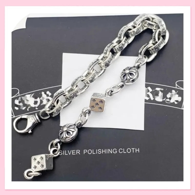 Cross Dice Bracelet Men and Women Couple Retro Style Bracelet Lobster Buckle Interlocking Jewelry