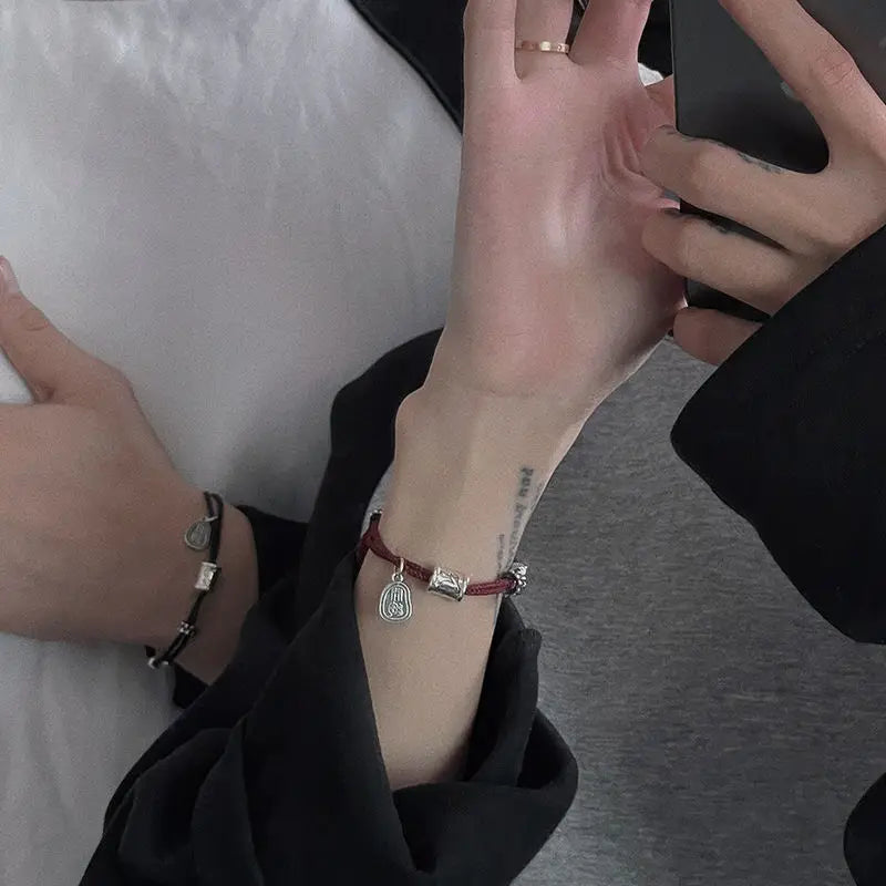 2024 New Niche Personality Zodiac Rabbit Bracelet for Couple Good Fortune for Natal Year Red Hand Strap