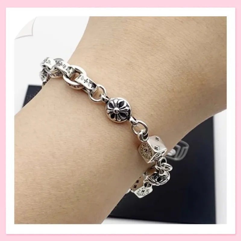 Cross Dice Bracelet Men and Women Couple Retro Style Bracelet Lobster Buckle Interlocking Jewelry