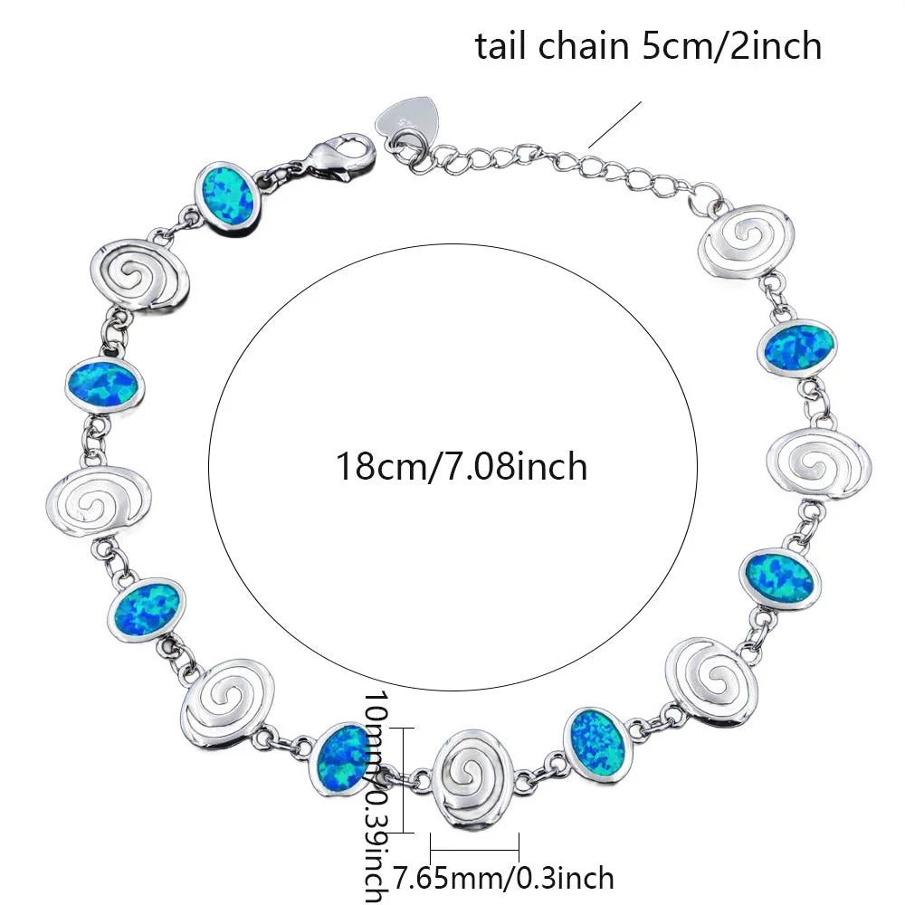 Greek Style Bracelet for Women,Goddess Blue Opal Swirl Charm Jewelry,Ancient Greek Mythology Adjustable Bracelet,Dainty Gift for