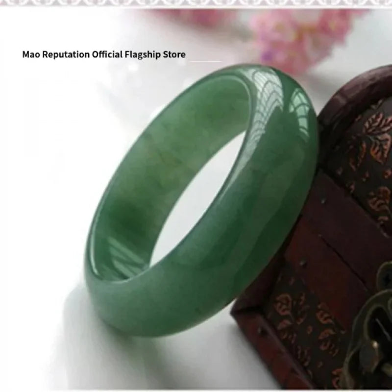 Exquisite Green Aventurine Quartz Bangle Handcarved Real Jade Bracelet for Women Jadeite Jewelry Accessories