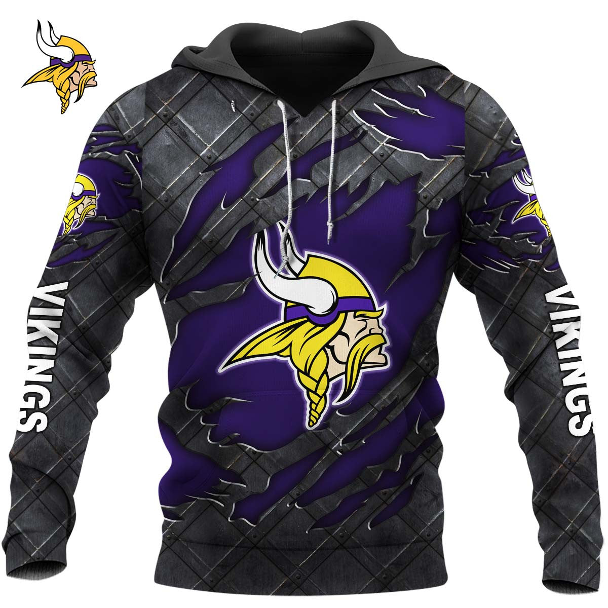 Minnesota Vikings Black Metal Design Shirt