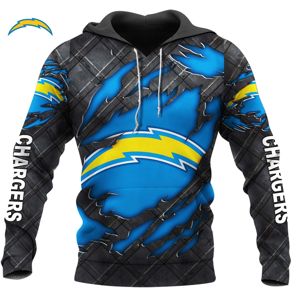 Los Angeles Chargers Black Metal Design Shirt